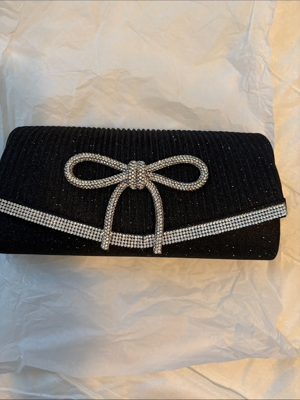 Amazon Black Rhinestone Bow Evening Clutch
